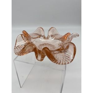 Vintage Glass Orange Four Leaf Clover dish